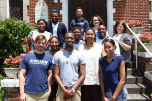 CCJI student interns pose in front of Oakhurst Presbyterian Church where some will be based during the summer